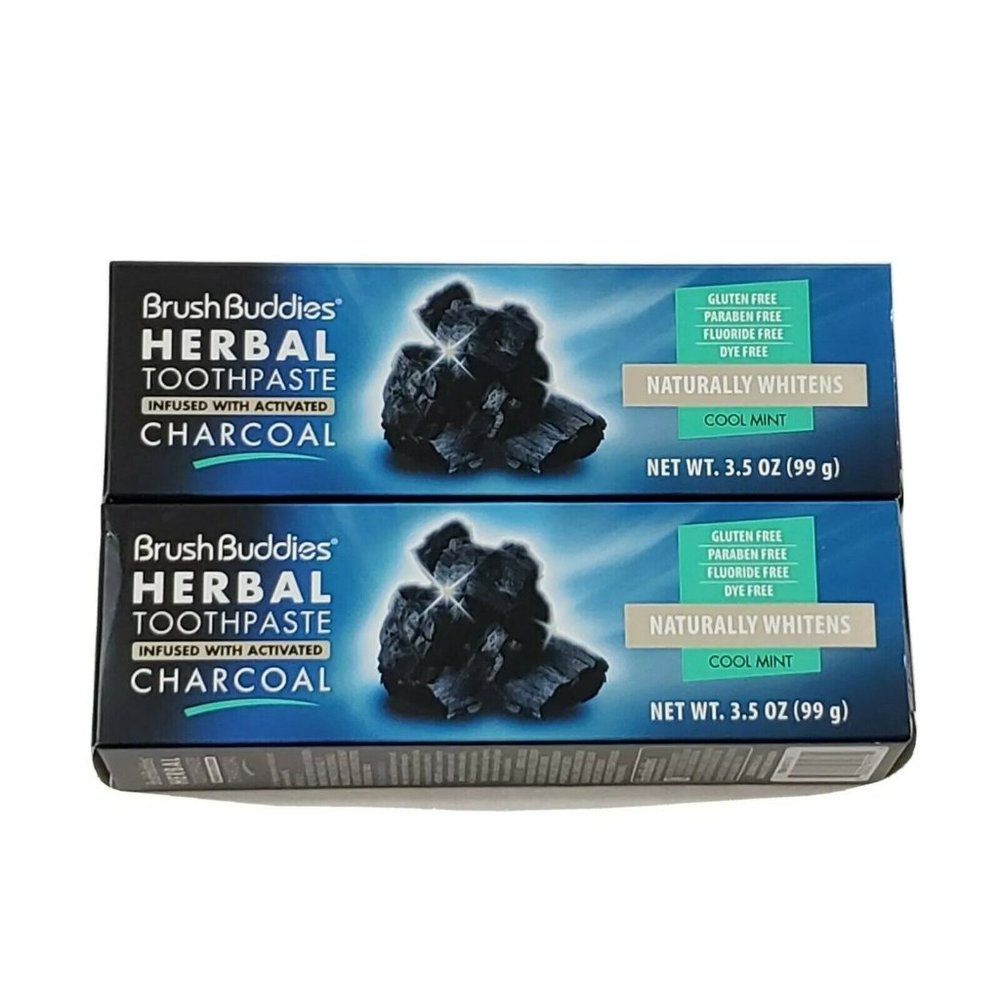 2 Pack of Herbal Toothpaste Infused with Activate Charcoal - Flouride Free